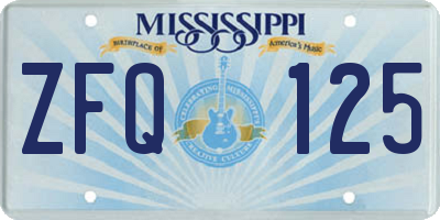 MS license plate ZFQ125