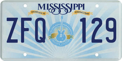 MS license plate ZFQ129