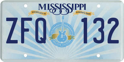 MS license plate ZFQ132