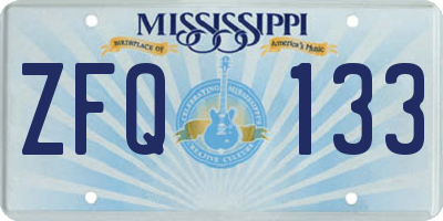 MS license plate ZFQ133