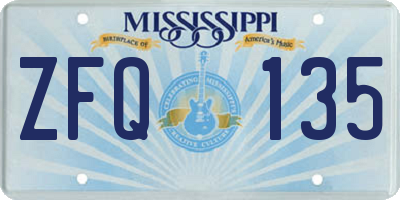 MS license plate ZFQ135