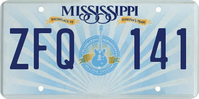 MS license plate ZFQ141