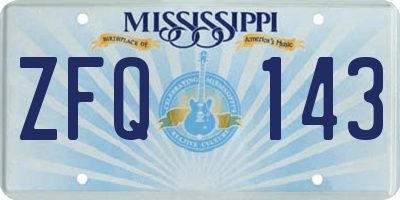 MS license plate ZFQ143