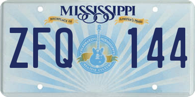 MS license plate ZFQ144