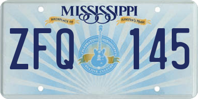 MS license plate ZFQ145