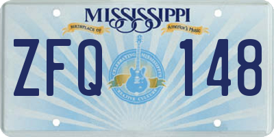 MS license plate ZFQ148