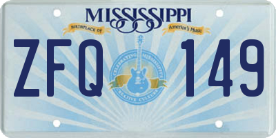 MS license plate ZFQ149
