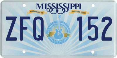 MS license plate ZFQ152