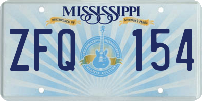 MS license plate ZFQ154