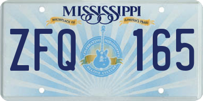 MS license plate ZFQ165