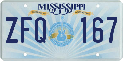 MS license plate ZFQ167