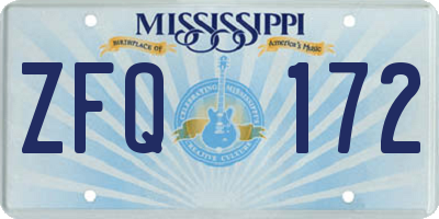 MS license plate ZFQ172