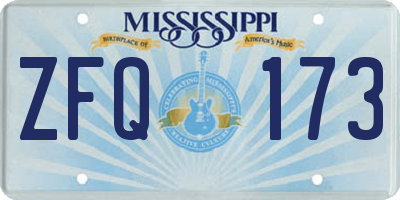 MS license plate ZFQ173