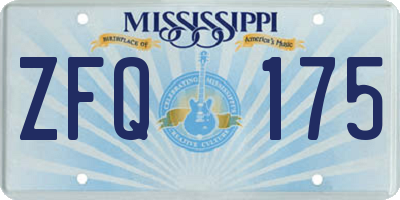 MS license plate ZFQ175