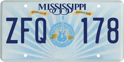 MS license plate ZFQ178