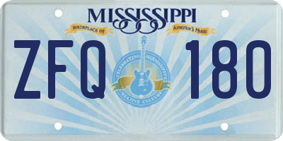 MS license plate ZFQ180