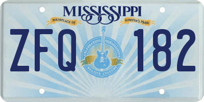 MS license plate ZFQ182