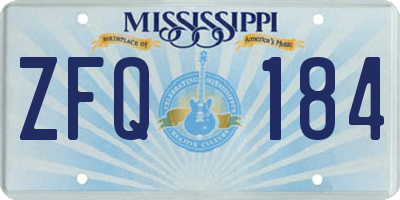 MS license plate ZFQ184