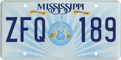 MS license plate ZFQ189