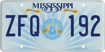 MS license plate ZFQ192