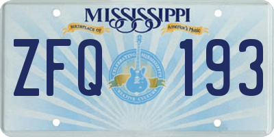 MS license plate ZFQ193