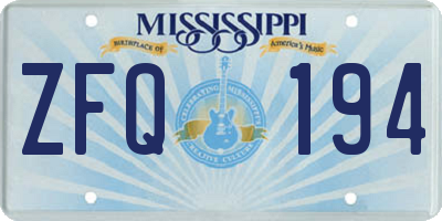 MS license plate ZFQ194