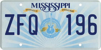 MS license plate ZFQ196
