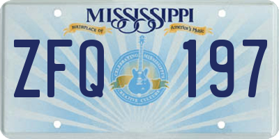 MS license plate ZFQ197