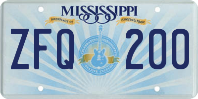 MS license plate ZFQ200