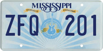 MS license plate ZFQ201