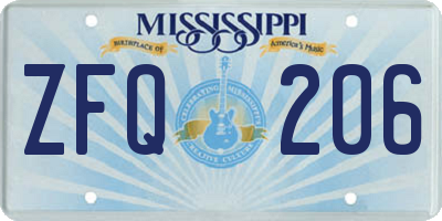 MS license plate ZFQ206