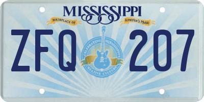 MS license plate ZFQ207