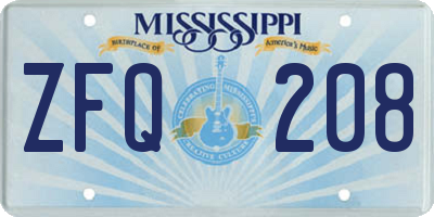 MS license plate ZFQ208