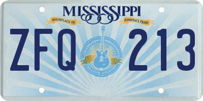MS license plate ZFQ213