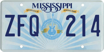 MS license plate ZFQ214