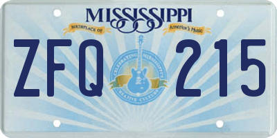 MS license plate ZFQ215