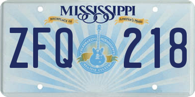 MS license plate ZFQ218