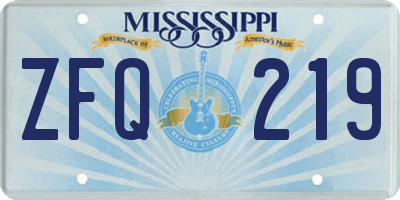 MS license plate ZFQ219