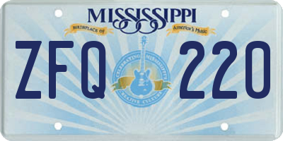 MS license plate ZFQ220