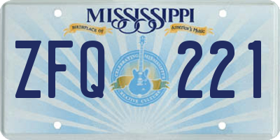 MS license plate ZFQ221