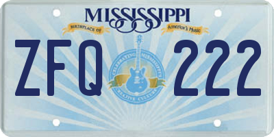MS license plate ZFQ222