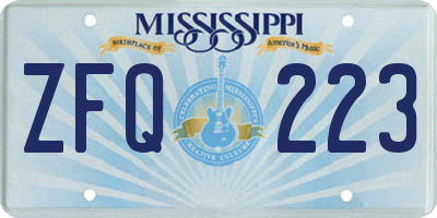 MS license plate ZFQ223