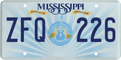 MS license plate ZFQ226