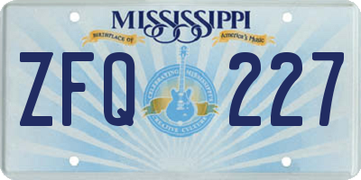 MS license plate ZFQ227