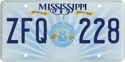 MS license plate ZFQ228