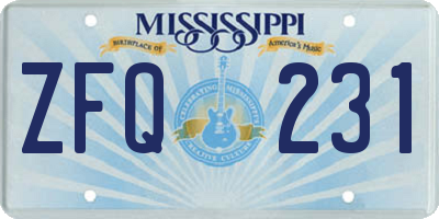 MS license plate ZFQ231