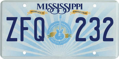MS license plate ZFQ232