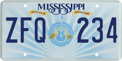MS license plate ZFQ234