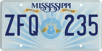 MS license plate ZFQ235