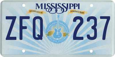 MS license plate ZFQ237